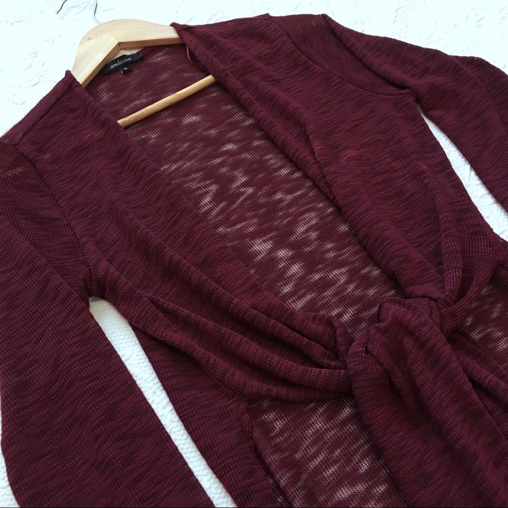 Reposh Burnt Maroon Vintage Long Line Cardigan